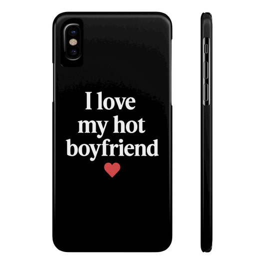 I Love My Hot Boyfriend – Čierny Ochranný Obal na Telefón