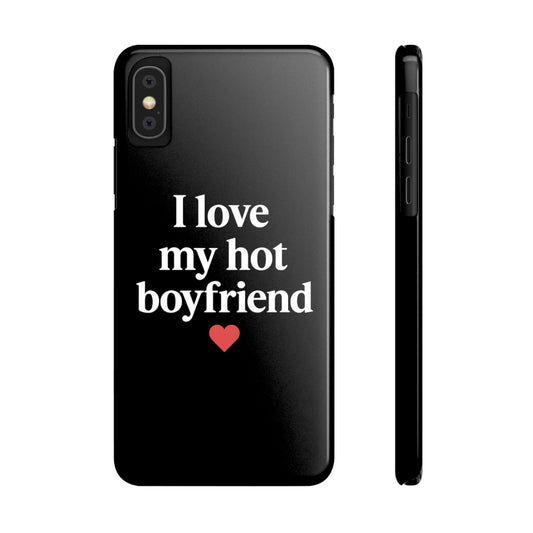 I Love My Hot Boyfriend – Čierny Ochranný Obal na Telefón